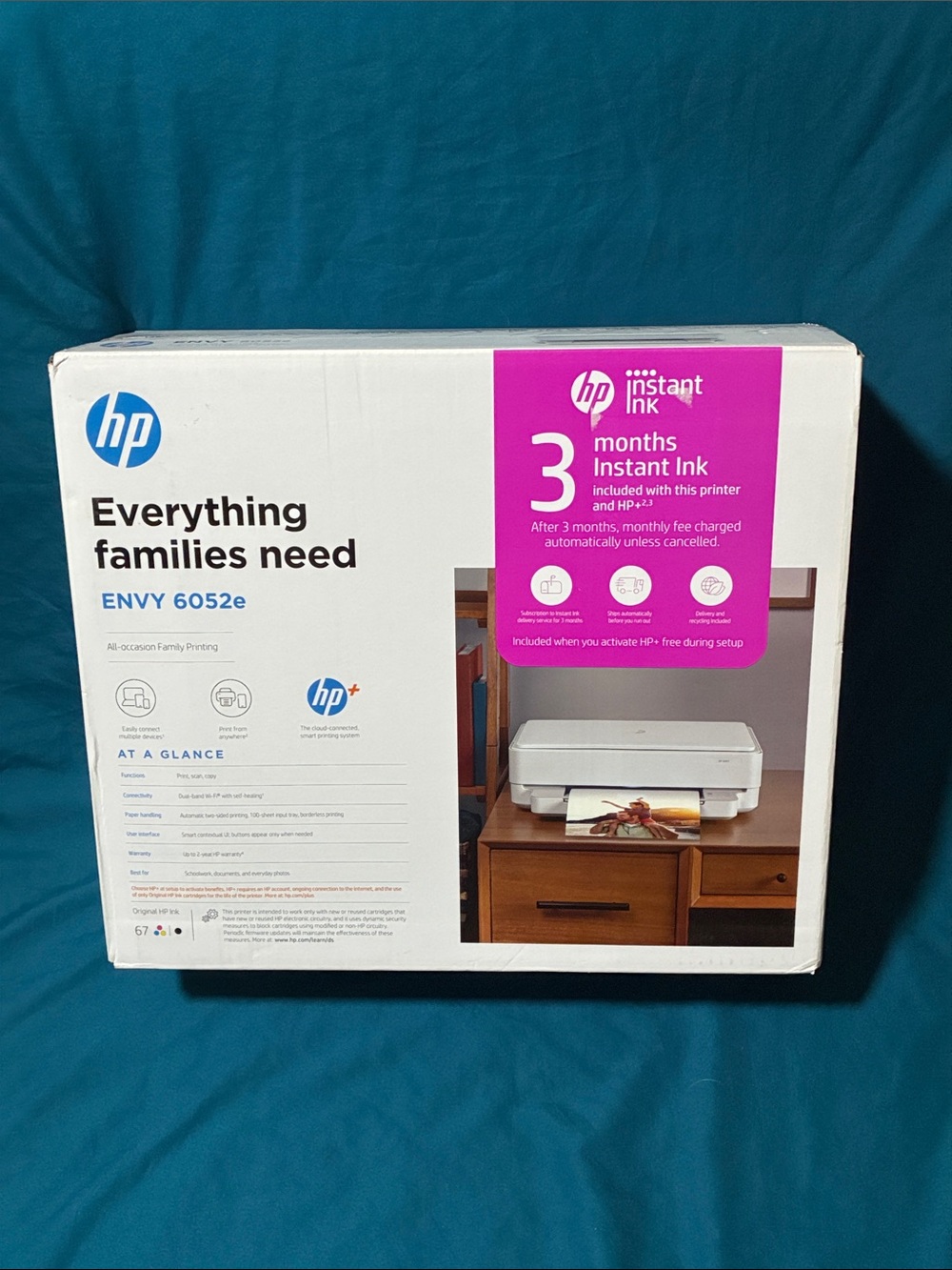 HP ENVY 6052e All-in-One Printer - White with Pink Accent